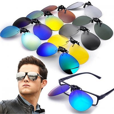 Fashion polarized sunglasses clip fishing at night driving mirror UV400 Black + Gray