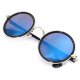 Steampunk round sunglasses lens sheet metal frame silver blue men